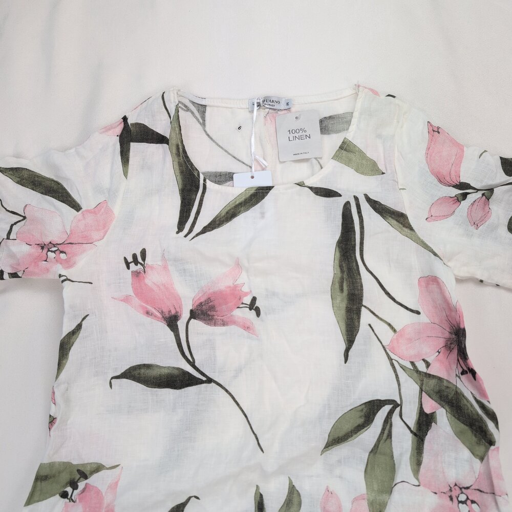 Lungo L'arno 100% Linen Floral Shift Dress M - Picture 7 of 13